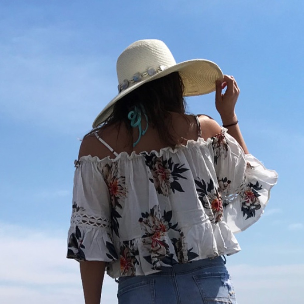 Floral off the shoulder crop top